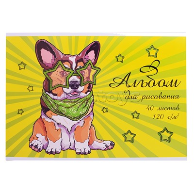 Альбом для рисования 40л.,"Корги на стиле"
