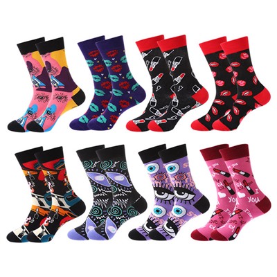 Tide, demi-season fashionable trend socks, mid-length, European style