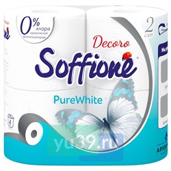 Туалетная бумага Soffione Pure white, 4 рул., 2 сл., белая