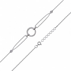 Браслет с фианитом родированный серебро 925*