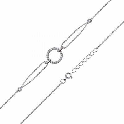 Браслет с фианитом родированный серебро 925*