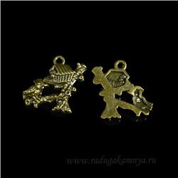 Подвеска Птица у скворечника 16*20мм, цв.латунь (упаковка 20 штук)