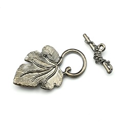 Замок тогл лист винограда цв.черный никель, 36*22мм