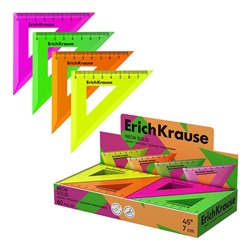 Треугольник 45*/ 7 см ErichKrause Neon Solid, пластик, микс из 4 цветов,