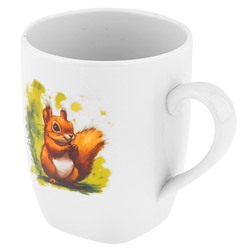 Набор посуды фарфоровый "Белка с орехом" 3 предмета: тарелка мелкая д175мм гладкий край, салатник д360мм, кружка 210мл, форма "Глория", подарочная упаковка (Россия)