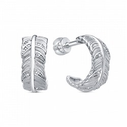 Серьги с фианитом родированные серебро 925*