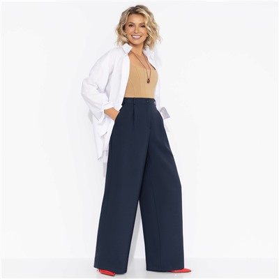 Брюки с высокой посадкой, Легкой походкой (deep blue)