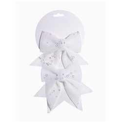 Ёлочные игрушки 2 шт., бантики, «Зимнее волшебство. Бант с пайетками» пластик, 12×12 см, белый