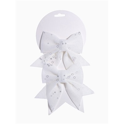 Ёлочные игрушки 2 шт., бантики, «Зимнее волшебство. Бант с пайетками» пластик, 12×12 см, белый