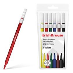 Фломастеры 6 цветов ErichKrause «light», в футляре с европодвесом