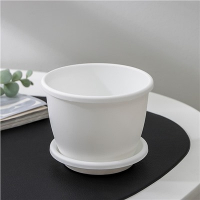 Горшок для цветов с поддоном Альтернатива «Афина», 500 мл, пластиковый, белый