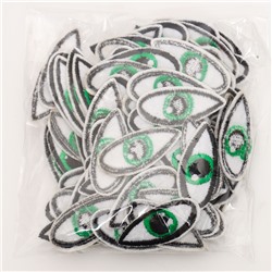 Термонаклейка «Глаза»: правый и левый, 1.4×3.5 см, овальный, цвет зелёный, 100 шт.