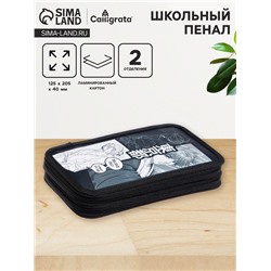 Пенал 2 секции, 125 х 205 х 40 мм, Calligrata 30П26/2 "Аниме принт", ламинированный картон
