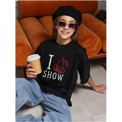 Футболка "Ягодка" Черный Девочка