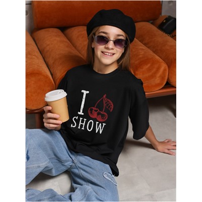 Футболка "Ягодка" Черный Девочка