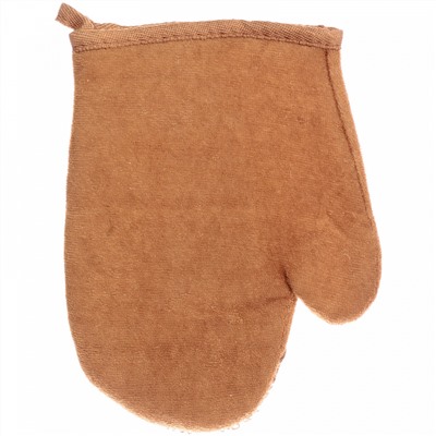 Мочалка - варежка массажная "SANTA MONIKA - SENDU", цвет орехово-коричневый, 18*22см (ZIP пакет)