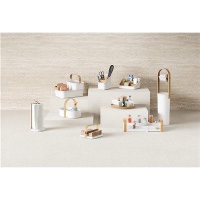 Держатель для бумажных полотенец Bellwood, белый/натуральное дерево