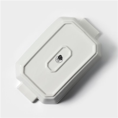 Форма для запекания BellaTenero, 1 л, 25.6×14.9×6.2 см, с бамбуковой крышкой, керамика, белая