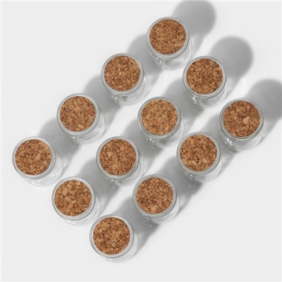 Набор баночек для специй Доляна «Парфе», 100 мл, 5.7×7 см, с пробковой крышкой, 12 шт., стекло