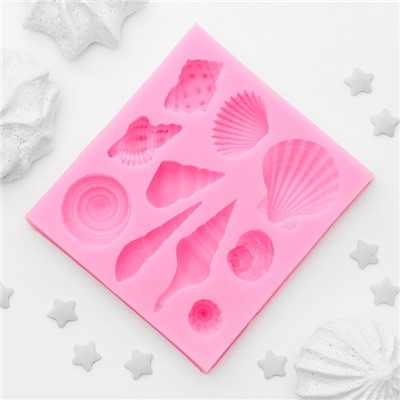 Молд «Ракушки», силикон, 7.7×7×1.5 см, розовый