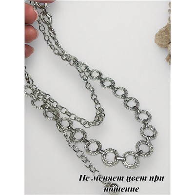 Пояс женский цепочка  с кольцами цвет серебро модель 9