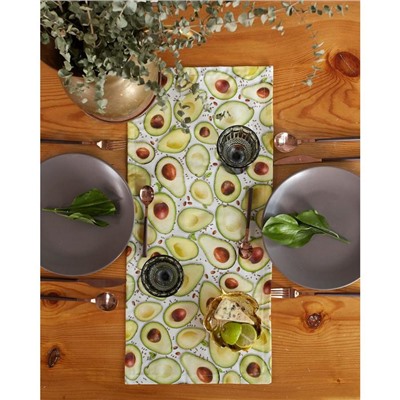 Дорожка на стол Этель Avocado 30×70 см, 100% хлопок, саржа 190 г/м², белая/зелёная