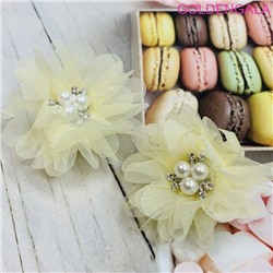 Резинка-бант ажурный с жемчугом и стразами 2 шт ⌀ 6,5 см РД 16 тип 1