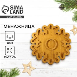 Менажница деревянная новогодняя «Снежинка», 25×25 см