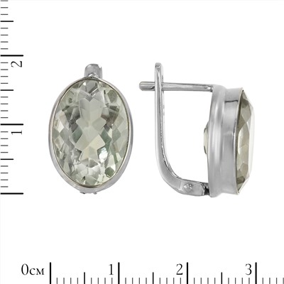 Серьги 'Лико' с зелёным аметистом, родий ИВСК31110Х14АЗ0R1