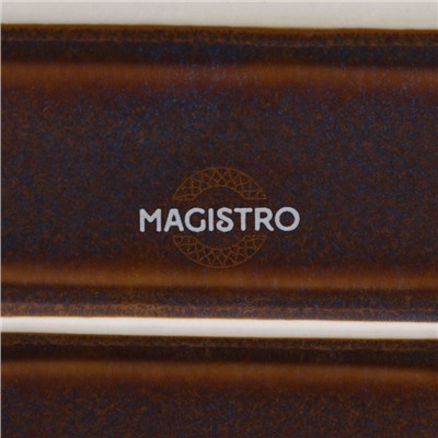 Блюдо Magistro Garland, 18×9.8×2.5 см, овальное, фарфор, синее, коричневое