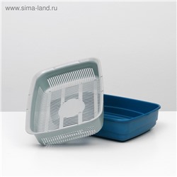 Лоток большой с сеткой и бортиком Atlantis "Стандарт", 43 х 33 х 12,5 см, синий,