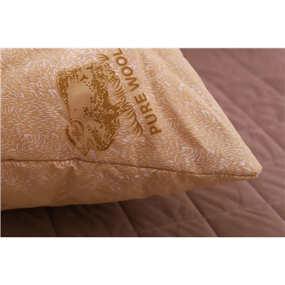 Подушка "Овечья шерсть" тик на молнии лебпух+овеч,стег,лента,сумка(Н)