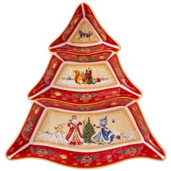 МЕНАЖНИЦА-ЕЛКА LEFARD "ДЕД МОРОЗ И СНЕГУРОЧКА" 24*24*3 СМ КРАСНАЯ (КОР=12ШТ.)