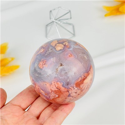 Радуга Самоцветов Шар из розового цветочного Агата на подставке