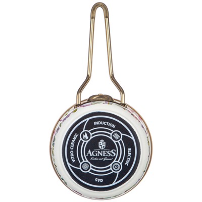 КОВШ AGNESS ЭМАЛИРОВАННЫЙ, СЕРИЯ IRISES 14СМ/0,9Л D=14 СМ ДЛИНА=31СМ ПОДХОДИТ ДЛЯ ИНДУКЦИОН