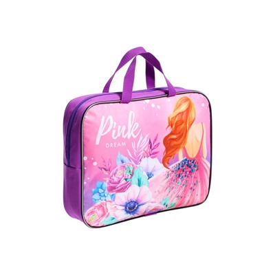 Папка с ручками текстильная А4, 350 х 270 х 70 мм, Calligrata Pink Dream