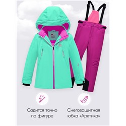 Горнолыжный костюм зимний для девочки бирюзового цвета 9420Br