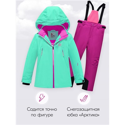 Горнолыжный костюм зимний для девочки бирюзового цвета 9420Br