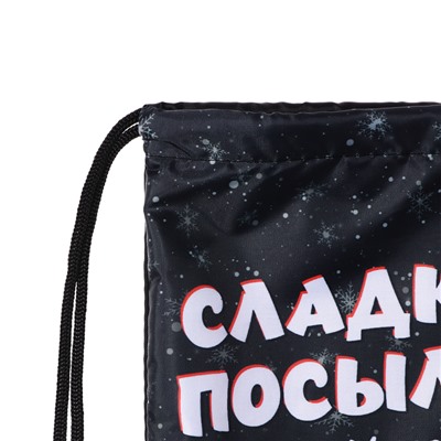 Новогодний мешок под сладости 290×340 мм «Посылка от Деда Мороза» (мягкий полиэстер плотностью 210D)