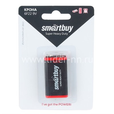 Батарейка солевая Smartbuy 6F22/1BL (крона)