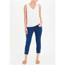 Soon Cream Textured Button Front Vest Top