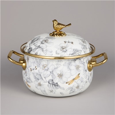 НАБОР КАСТРЮЛЬ AGNESS ЭМАЛИРОВАННЫХ СЕРИЯ "ЯБЛОНЕВЫЙ САД", 4ПР. 2,1Л И 3,8Л