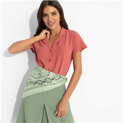 Блуза в мелкую клетку, Стильный автограф (терракотовая)