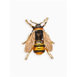 Брошь «Оса» глянцевая, цветная в золоте