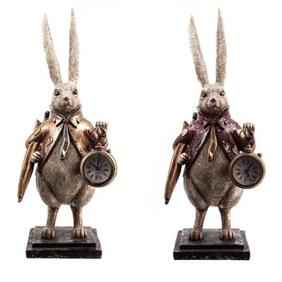 GAEM Фигурка декоративная "Кролик" с часами (LR44x1), L15 W12 H37,5 см, 2в.