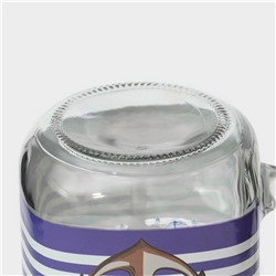 Кружка Доляна «Моряк», 450 мл, 10×7.5×13 см, стекло, с крышкой и трубочкой, прозрачный