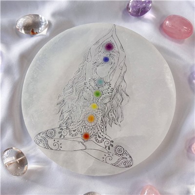 Радуга Самоцветов Пластина Селенит "Семь чакр"