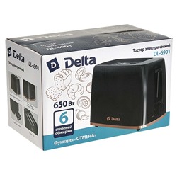 Тостер 650 Вт DELTA DL-6901 черный