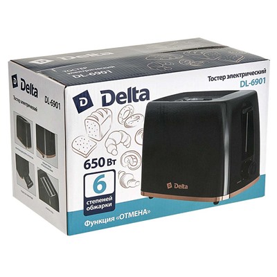 Тостер 650 Вт DELTA DL-6901 черный