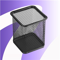 Стакан для ручек, квадратный, металлическая сетка, чёрный
